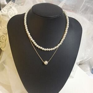 Trendy Double Layers pearl necklace female